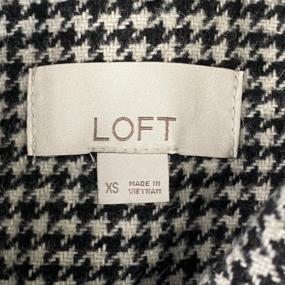 Loft Houndstooth Shacket Shirt Jacket Women's XS Black White Button Front Pocket - Picture 3 of 12